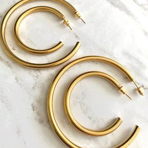 Gold Plated Lightweight Large or Medium Hoop Earrings